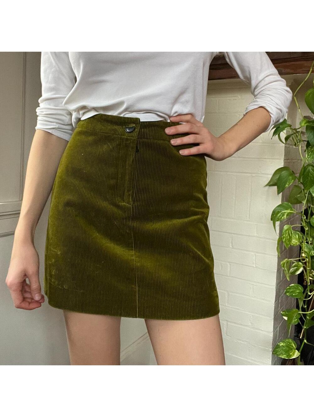Mini Green Corduroy Skirt The Kooples